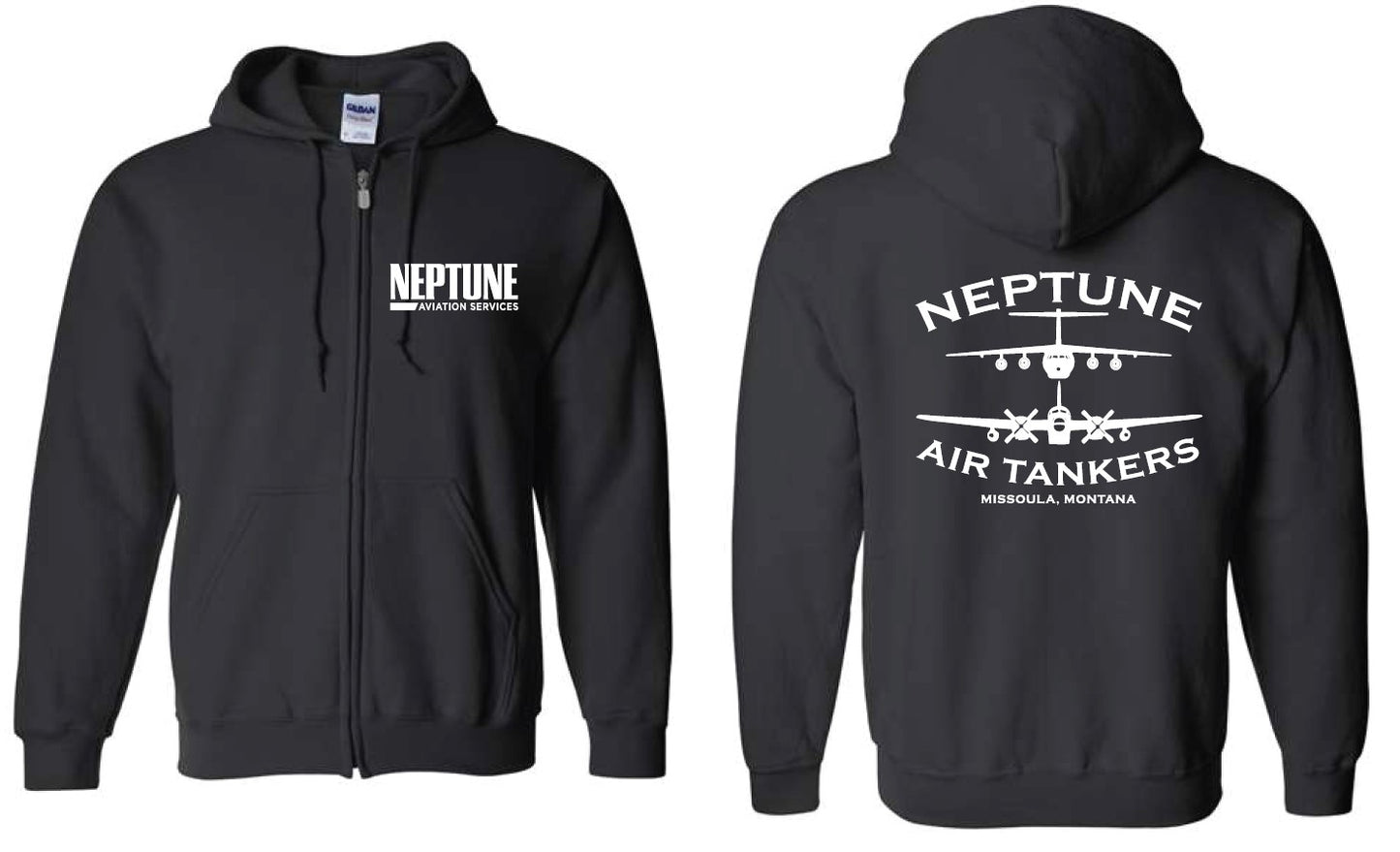 "Neptune Tanker" Sweatshirt Zip Hooded - Black